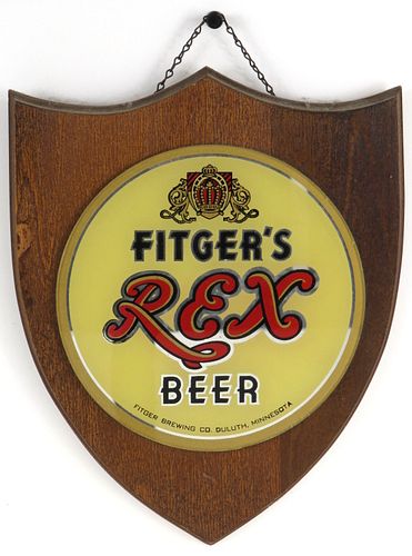 1955 Fitger's Rex Beer Chain-Hung Wooden ROG Plaque Duluth, Minnesota