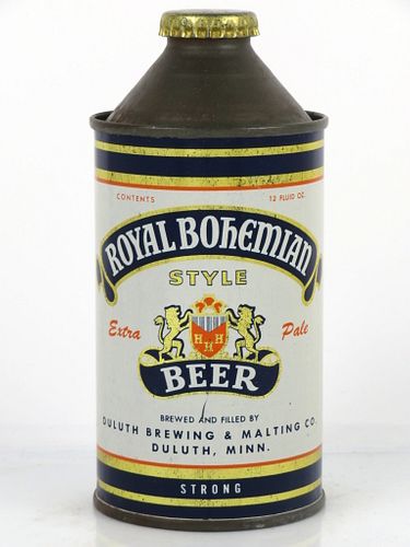 1951 Royal Bohemian Style Beer 12oz 182-26 Cone Top Can Duluth, Minnesota