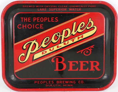1933 People's Beer Serving Tray Duluth, Minnesota