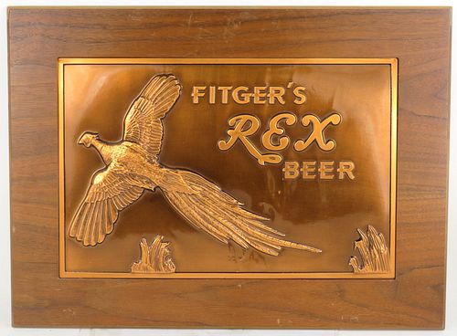1955 Fitger's Rex Beer Bruce Cox Co. Copper Pheasant Sign Duluth, Minnesota