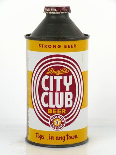 1953 Schmidt's City Club Beer 12oz 184-17 Cone Top Can Saint Paul, Minnesota