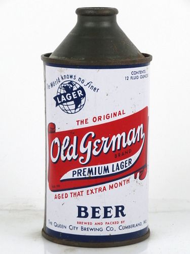 1956 Old German Beer 12oz 176-24 Cone Top Can Cumberland, Maryland