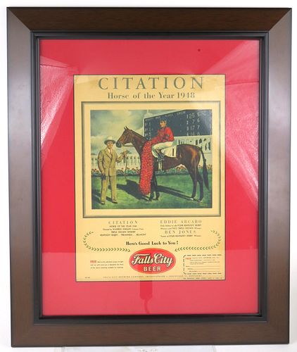 1949 Falls City Beer "Citation Horse Of The Year" Ad Louisville, Kentucky
