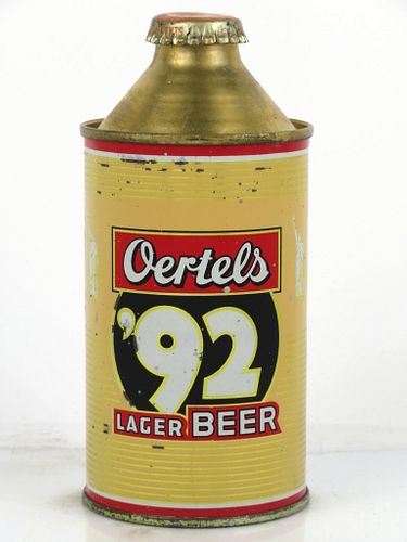 1953 Oertels '92 Lager Beer 12oz 175-23 Cone Top Can Louisville, Kentucky