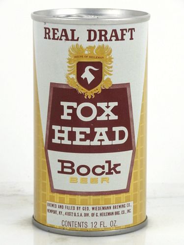1970 Fox Head Bock Beer 12oz T66-03 Tab Top Can Newport, Kentucky