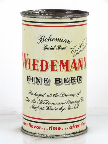 1954 Wiedemann Fine Beer 12oz 145-22.1 Flat Top Can Newport, Kentucky