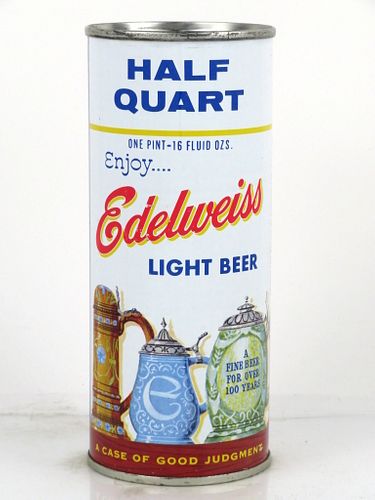1959 Edelweiss Light Beer 16oz One Pint 228-29 Flat Top Can 14 to 16oz South Bend, Indiana