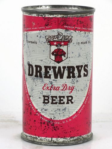 1956 Drewrys Extra Dry Beer (eyebrows/forehead) 12oz 56-39.1 Flat Top Can South Bend, Indiana