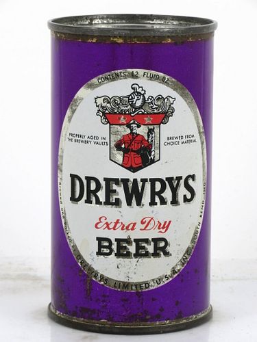 1957 Drewrys Extra Dry Beer (purple sports) 12oz Unpictured. Flat Top Can South Bend, Indiana
