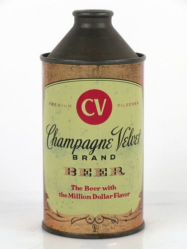 1953 Champagne Velvet Beer 12oz 157-10.0 Cone Top Can Terre Haute, Indiana