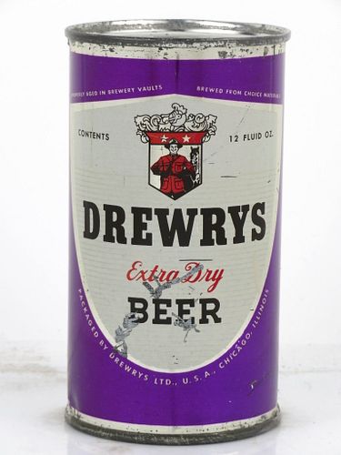 1954 Drewrys Extra Dry Beer (purple sports) 12oz 54-35 Flat Top Can Chicago, Illinois