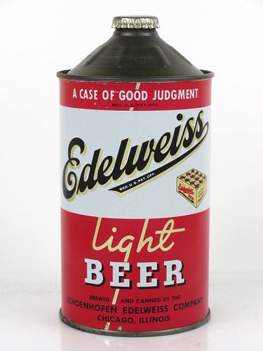 1948 Edelweiss Light Beer 207-13 32oz Quart Can Chicago, Illinois