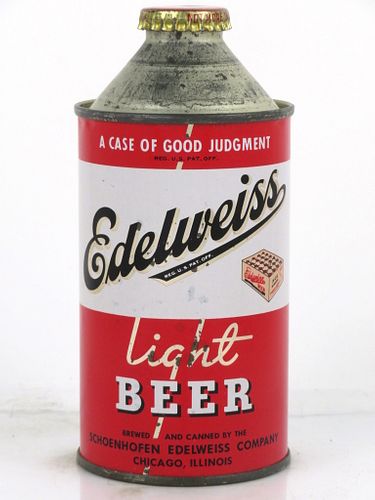 1951 Edelweiss Light Beer 12oz 160-31 Cone Top Can Chicago, Illinois