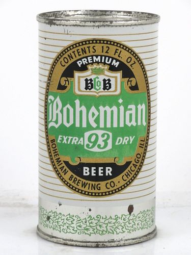 1958 Bohemian 93 Beer 12oz 40-18 Flat Top Can Chicago, Illinois