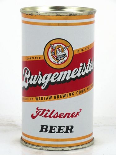 1950 Burgemeister Pilsener Beer 12oz 46-07 Flat Top Can Warsaw, Illinois