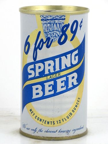 1968 Spring Lager Beer 12oz T125-19.1 Tab Top Can Los Angeles, California