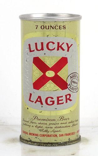 1964 Lucky Lager Beer (FULL) 7oz Can Unpictured. San Francisco, California