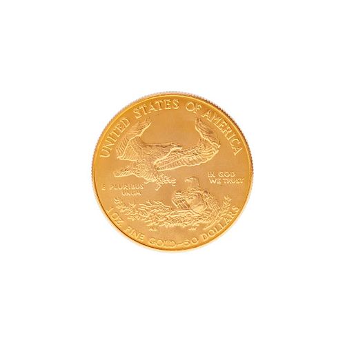 Moneda de 1 onza de 50 Dolares en oro amarillo 21k. Peso: 34.0 g.