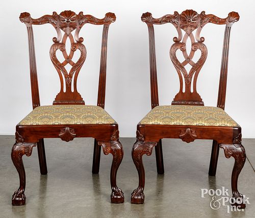 Chippendale style carved mahogany dining chairs