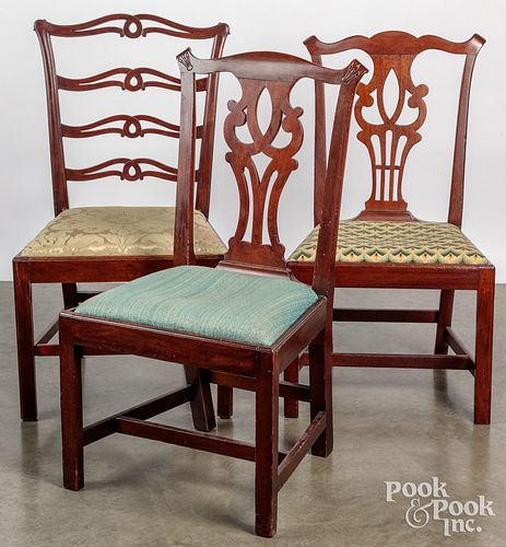 Two country Chippendale dining chairs