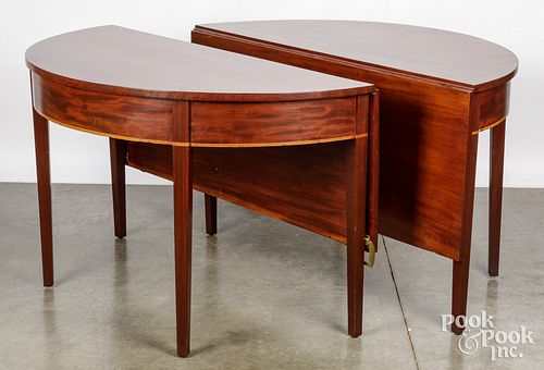 Federal inlaid mahogany two-part dining table