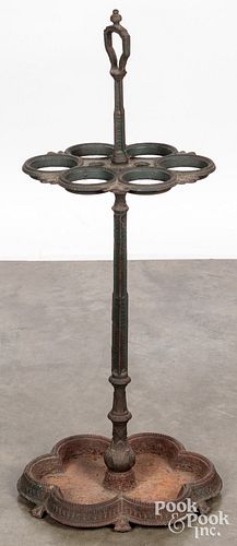 Victorian cast iron umbrella stand, 32" h.