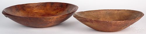 Two wooden trenchers, 19th c., 25 1/2" w. and 24"