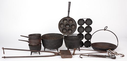 Group of iron cookware, 18th/19th c., to include a