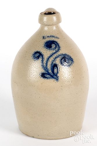 New York stoneware jug, 19th c., impressed Lyons,
