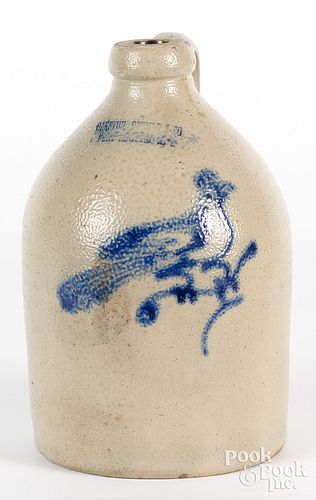 New York stoneware jug, 19th c., impressed Haxtun