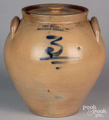 New York stoneware ovoid crock, 19th c., impressed