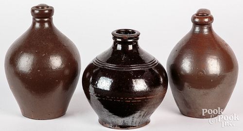 Three pieces of redware, 19th c., to include two s