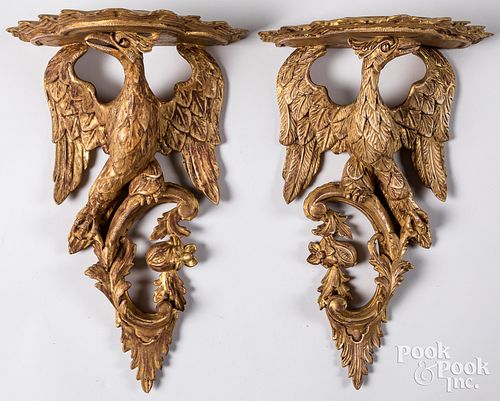 Pair of contemporary resin eagle wall shelves, 18"