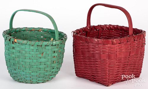 Two painted splint baskets, 19th c., 10 3/4" h., 1