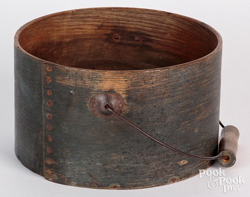 Painted bentwood bucket, 19th c., with bale handle