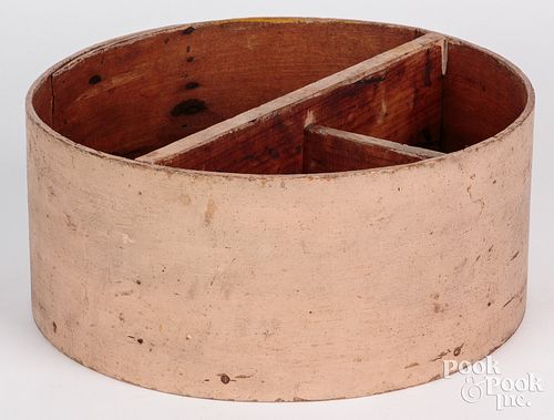 Painted bentwood dry measure, 19th c., with divide