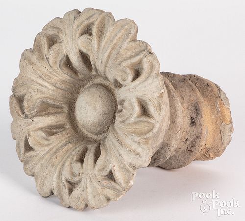 Carved stone architectural flower, 19th c.