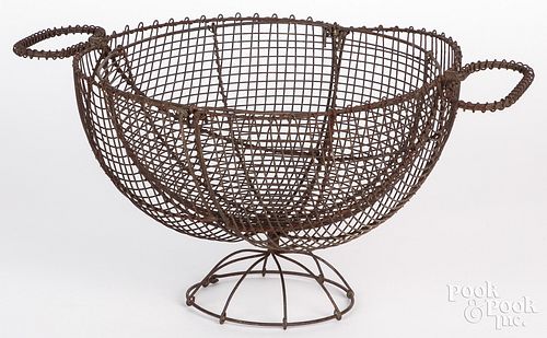 Unusual wire fruit compote, late 19th c., with fol
