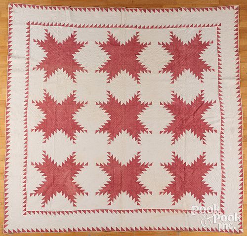 Pennsylvania patchwork feathered star quilt, 19th