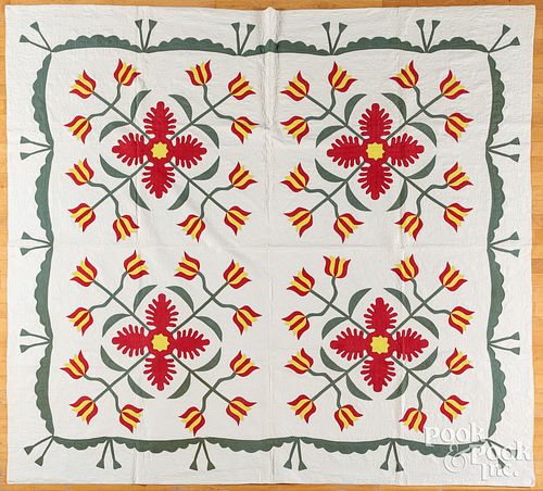 Pennsylvania appliqué Carolina Lily quilt, 19th c.