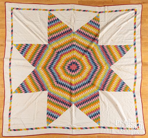 Pennsylvania patchwork lone star quilt, 19th c., 8