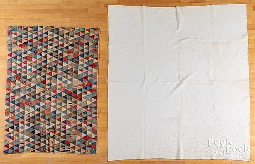 Two quilts, to include a white on white, 19th c.