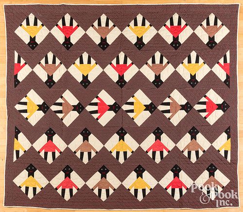 Black Americana patchwork quilt, 20th c., 76" x 88
