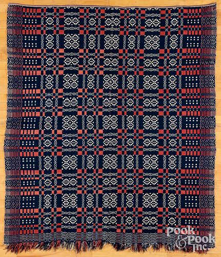 Two coverlets, mid 19th c., to include one 66" x 7