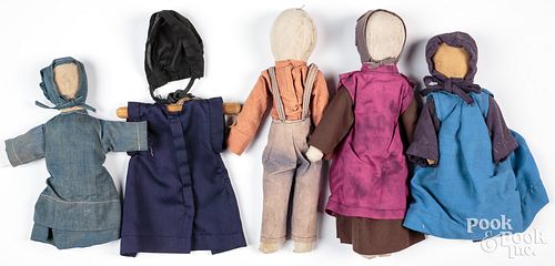 Four Amish dolls, early to mid 20th c., together w