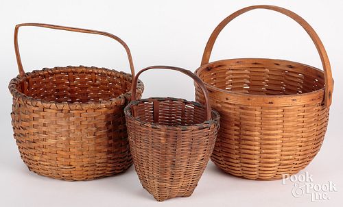 Three splint baskets, 19th and 20th c., largest -