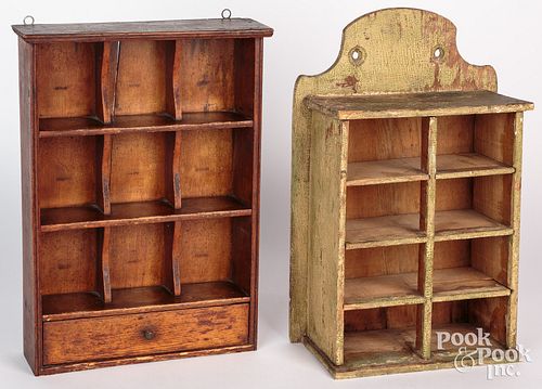 Two hanging cabinets, ca. 1900, one with a single