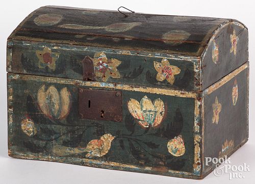 Continental painted dome top box, 19th c., with bi