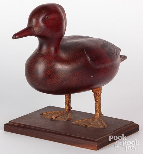 Carved decorative hooded merganser duck decoy, ini