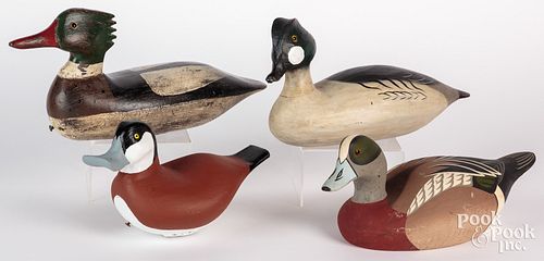 Four Virginia carved and painted duck decoys, to i